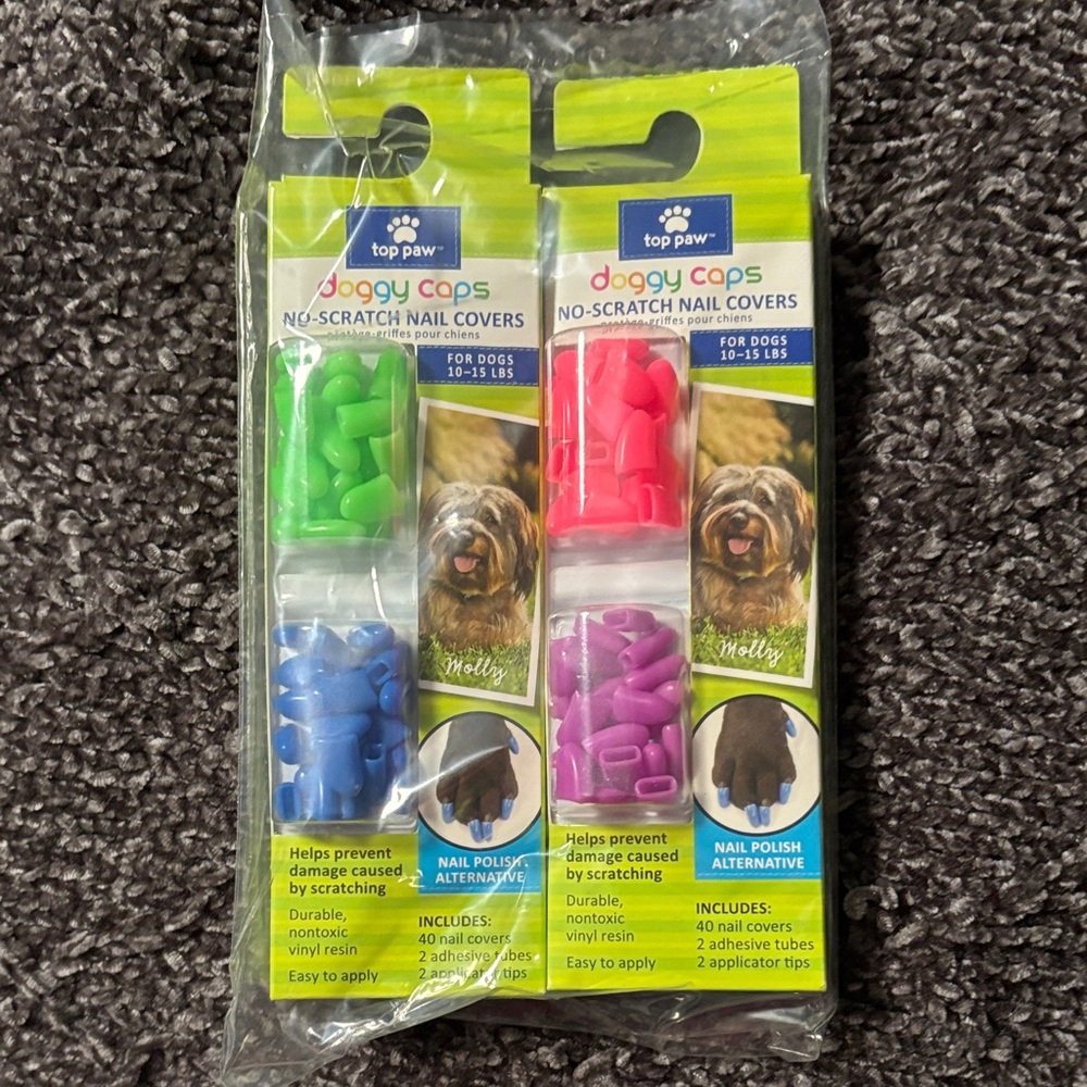 🫶🏼Top Paw Nail Covers for Dogs - Vibrant Green, Pink, Blue, purple 10-15 lbs